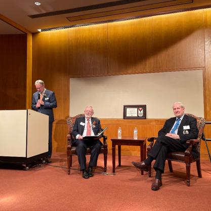 The program on the campus included a talk/interview with Dean Kluver, Hank Hankla, and Dambach: https://insideosu.com/new?video=1_ts5fpuec